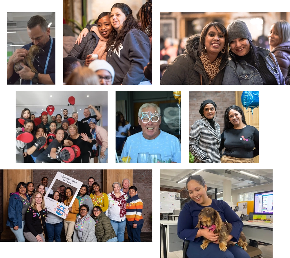 A collage of images of Imagemakers staff, portraying them as a family business